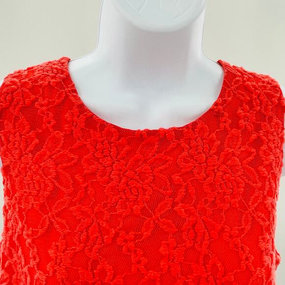 WAYF Orange Lace Stretch Knit Sleeveless Cropped Career Colorful Fun Tank Top L - Picture 5 of 9